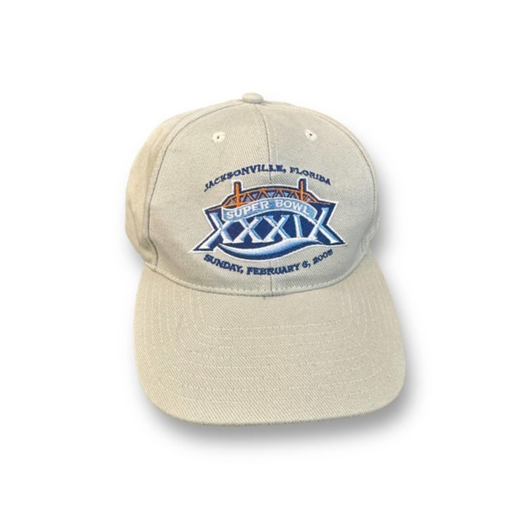 Vintage NFL 2005 Super Bowl XXXIX Khaki Strapback Hat